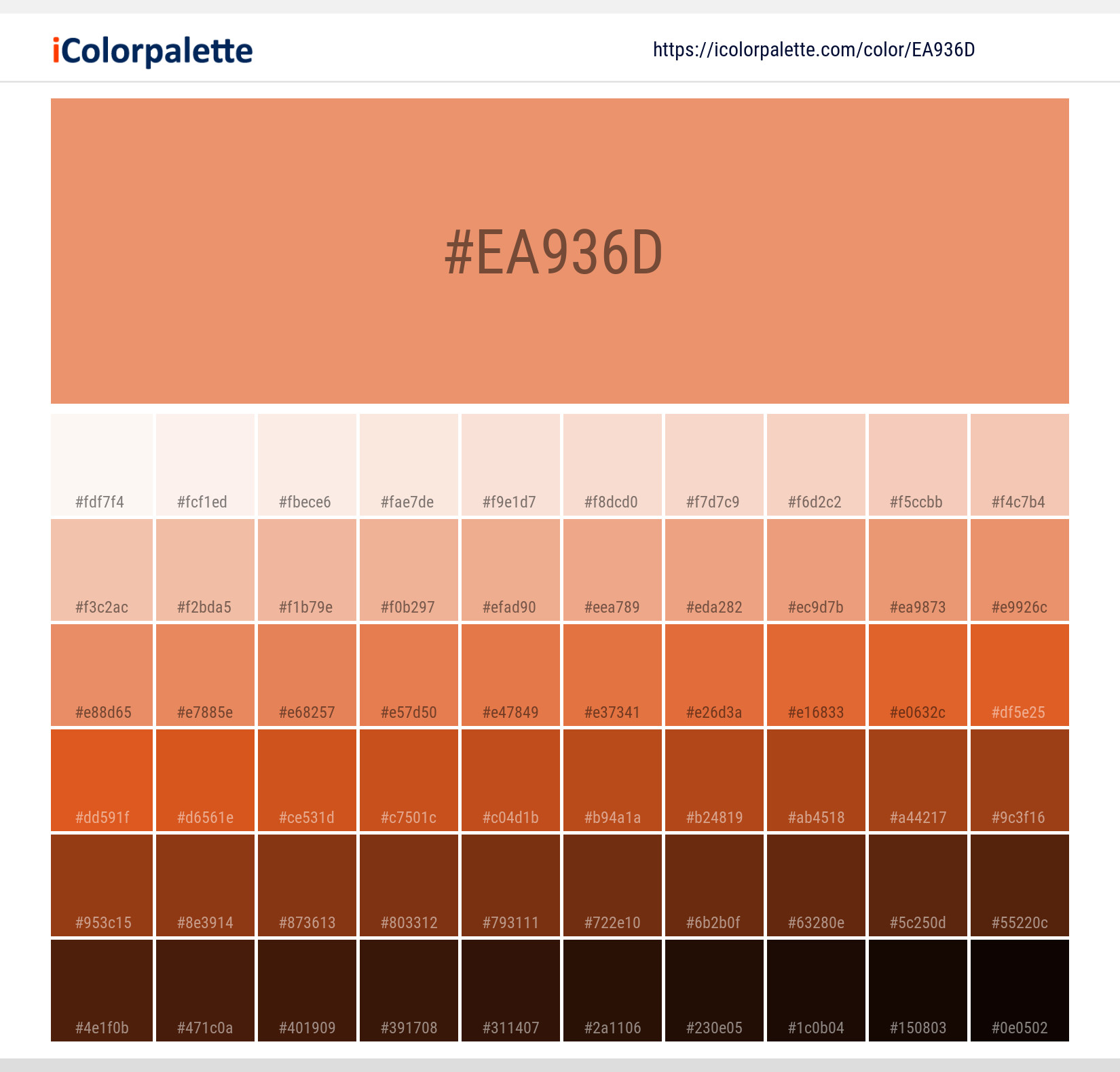 Pantone 2024 Up Color Hex color Code EA936D information Hsl Rgb