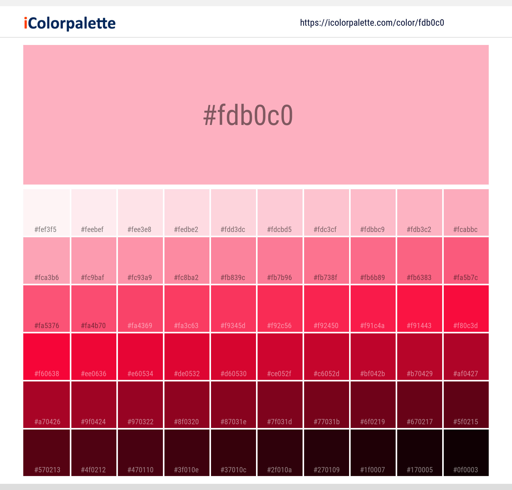 Fdb0c0 Color Shades 