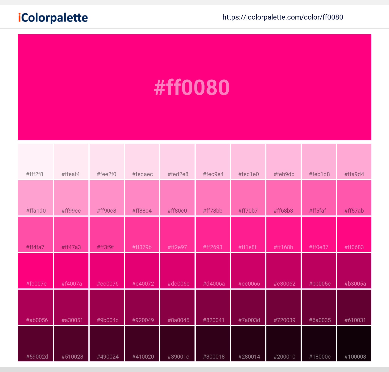 FF0080 Hex Color, RGB: 255, 0, 128
