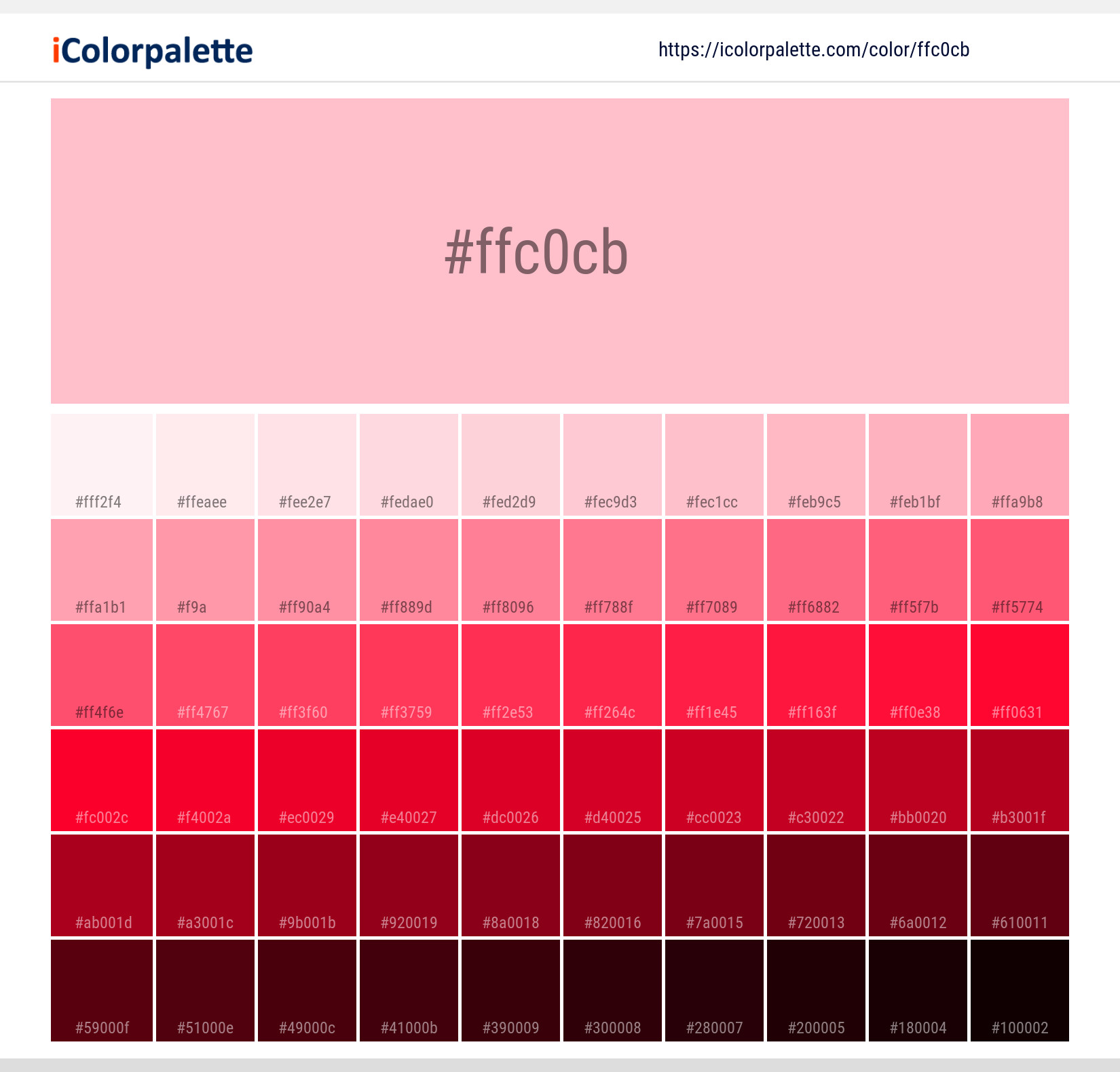 Fresh Pink color hex code is #FFCCDC  Hex color codes, Pink hex code, Hex  colors