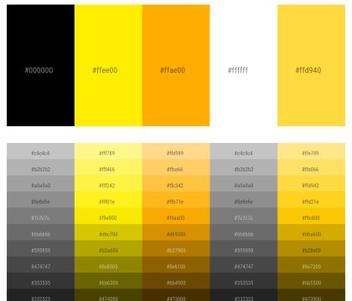 Black and Yellow Color Scheme – Color Palette #52  Black color palette,  Color palette yellow, Flat color palette